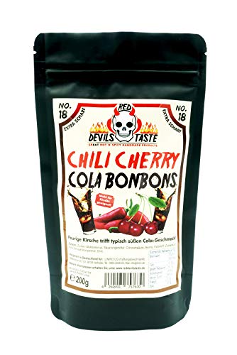 Chili Cherry Cola Bonbons - Cola trifft Kirsche & Chili - mega scharf - 200g - Hotskala: 9