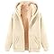 ZTFYKLIN Fleecejacke Damen Hoodie Kapuzenpullover mit Zipper, Fleecepullover Dick Warm Basic Sweatjacke mit Kapuze, Winterjacke Einfarbig Hooded mit Reißverschluss (Beige, L)