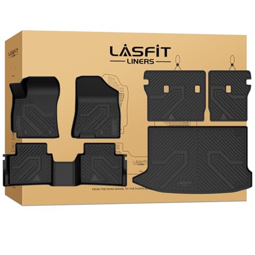 LASFIT Floor Mats & Cargo Mat for Hyundai Kona 2018-2023 /Kona N 2022 2023 (No Electric Models), All Weather TPE Accessories Floor Liners for Kona 2023-2018 Base/SE/SEL/Limited/N Line,Black