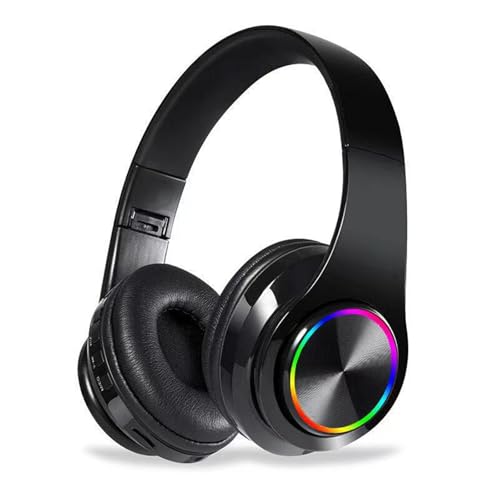 ZZOSRDR Bluetooth Headphones Over Ear, Foldable Lightweight Wireless Headset, Wireless Headphones with Built-in Mic, FM, SD/TF for Online Class, Office, PC, Phone