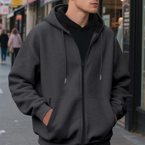 Men's Heavyweight Full Zip Fleece Hoodies Jacket Men Casual Hood Sweatshirts Long Sleeve Shirts Pullover with Pockets2