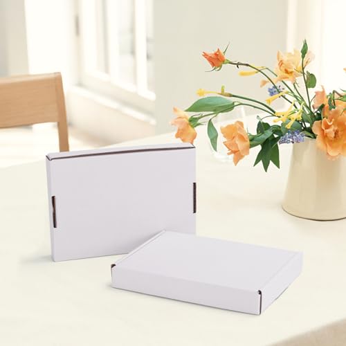 Image of HORLIMER 7x5x1 Shipping Boxes Set of 30, White Corrugated Cardboard Mailer Box for Packing Small Business