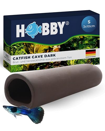 HOBBY Aquaristik Catfish Cave S I 3 x 10 cm I Brut- und Versteckhöhle aus gebranntem Ton für Welse I Aquarium Dekoration I Deko Höhle für Welse, Krebse und Garnelen I natürliches Aquariumzubehör