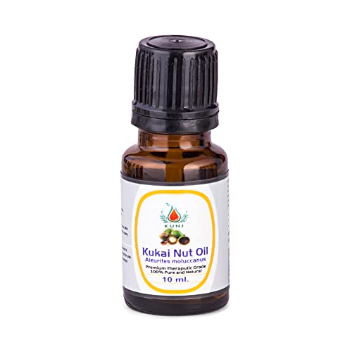 Image of KUNJ Kukui Nut Oil (Aleurites moluccanus) 10ML - 100% Pure & Natural, Cold Pressed, Undiluted - Therapeutic Grade Carrier Oil for Skin Care, Hair Nourishment & Hydration