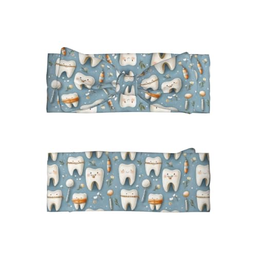 Cartoon Cute Teeth Print Baby Girl Bows Headbands Baby Girls Newborn Headbands Infant Toddlers 0-6 Months2