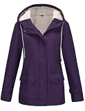 Maeau – Chaqueta de invierno para mujer con capucha con cremallera forro polar grueso abrigos impermeables S-3XL, morado, M