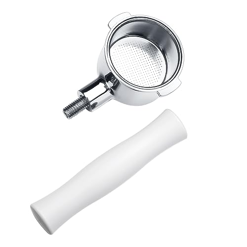 Image of Normcore 51mm Naked Bottomless Portafilter 2 Ears Fits Delonghi ECP3420 /EC155 /BCO430 /EC260 with Non-Stick Coating White Anodized Aluminum Handle - Portafilter Basket Included