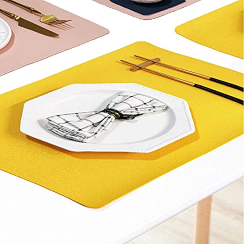 Set de table en cuir PU chic marron et vert isolant pour repas élégant