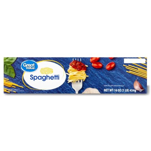 Dry Spaghetti Pasta 16 oz Pack, Long Strand Pasta for Everyday Meals, Pantry Staple for Home Cooking, Dinner Recipes and Kitchen Use