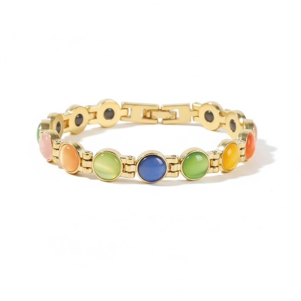 7 Chakra Bracelet, Seven Chakra Bracelet with Sun and Moon Design, Vibration Touch Feature for Energy Balancing, Gold Japanese Style, Single Piece for Spiritual Practice and Meditation-image-11