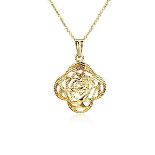 Boucles d'oreilles pendantes fleurs roses pour femmes et filles en plaqué or jaune