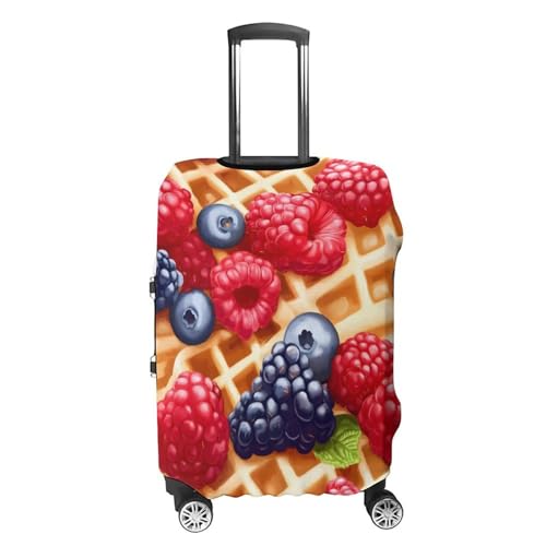 Waffle With Berries Travel Luggage Cover for Suitcase 19-32 Inches Elastic Washable Baggage Protector4