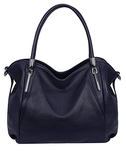 Image of HESHE Leather Shoulder Purses for Women Tote Handbags Satchel Hobo Handbag | Designer Genuine Leather Travel Top Handle Work Bag Ladies Crossbody Purses Adjustable Straps Large Capacity Zippered Closure