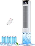 HIFRESH 107CM Tower Fans w/Cooling, Memory &amp; Aroma Function, Remote &amp; Touch Screen, 4 Modes &amp; 3 Speeds,15H Timer, 4.2L Dual Tanks, 6 Ice Pack, 22Ft Air Throw, Low Power Consumption Tower Fan for Room Amazon Deal