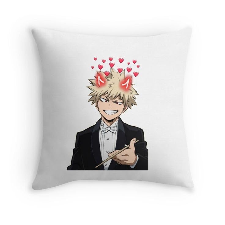 Anime Manga Katsuki BAKUGO Heart Throw 16 * 16 Pillow with Cover | UBER Cool Merch for Anime Lovers