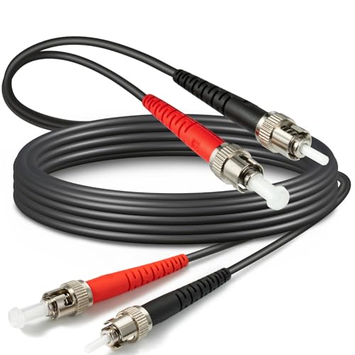 Yunsufiberpro 10ft / 3m Outdoor Armored OD-5mm OM1 ST to ST Fiber Cable, Multimode Duplex 62.5/125 MMF, ST-ST Fiber Optic Patch Cable