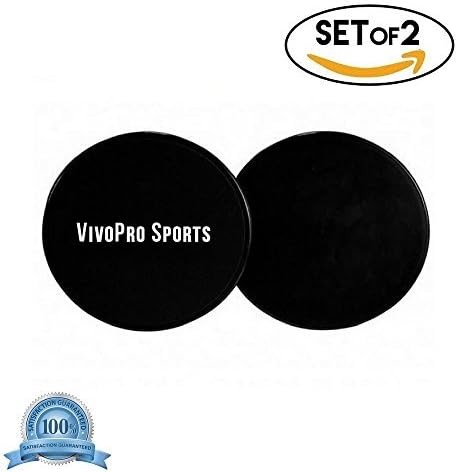 VivoPro Sports Gliding Discs Core Trainers Core Sliders for Abdominal Exercises and Core Strength | Dual-Sided for Carpet or Floors, Gym or Home Low-Impact Total Body Workout | Set of 2, in Black