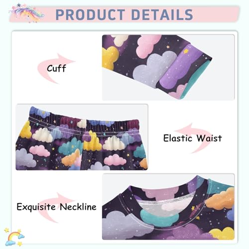 Cartoon Pajamas Set Cloud Pattern Blue Purple Long Sleeve PJs Cotton Jammies Sleepwear Top and Pants4