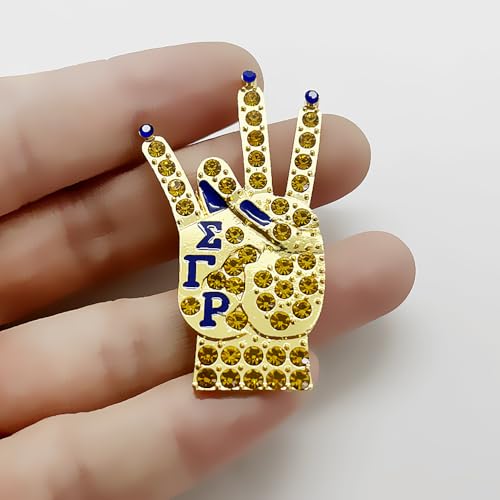 Image of Stunning SGR Sorority Brooch For Members And Events Jewelry SIGMA GAMMA R Greek Letter Rhinestone Metal Golden Gesture Brooch Pin