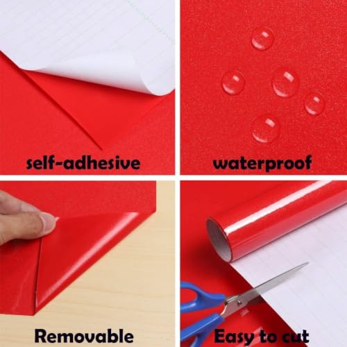 Image of HOME13 Red Glossy Vinyl Wrap Sheet for Car & Bike Self Adhesive Vinyl Wrap Sticker & Decal Roll Film for Car Vehicle and Motorcycle (24x300 Inches, Red Glossy)