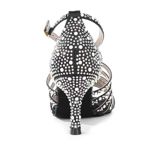 Latinsoul Y205-32 Women's Elegant Crystal Embellished Latin Dance High Heel Shoes Comfortable Adjustable Ankle Strap Dance Sandals for Ballroom Dancing3