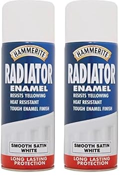Hammerite 5092847 400ml Radiator Enamel Aerosol - Satin White (Pack of 2)
