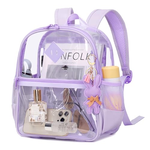 MUSEVOS Sac à dos transparent pour événements de stade approuvé 30,5 x 15,2 x 30,5 cm, mini sac transparent en TPU épais avec poche avant pour concert et...