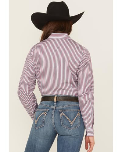 Cinch Women's Red and Blue Stripe Tencel Button Shirt Multi XS4