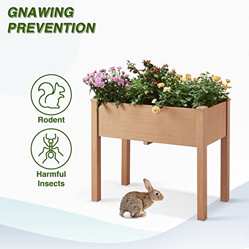 Mutaomay Planter Box Raised Garden Bed With Legs, Better Than Cedar Polystyrene Outdoor Elevated Garden Bed With Tarp, Garden Box For Herbs And Vegetables, Balcony And Porch, 350Lbs Load(Teak Color) #TOP2