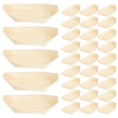 Platos Desechables de Madera Beaupretty 11.5cm x 6.5cm 100 Unidades miniatura 1