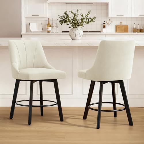 24" Counter Height Bar Stools Set of 2, Swivel Bar Stools with Ba...