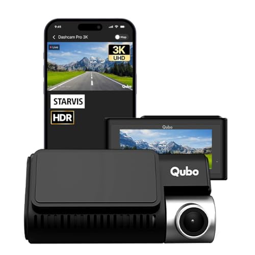 Image of Qubo Car Dash Cam Pro 3K HDR | Hero Group | 5MP 3K QHD | Sony STARVIS IMX335 Sensor | Wide View | 3.2 inch LCD | GPS Logger | Wi-Fi | Emergency Recording | Made in India | Supports Up to 1 TB SD Card