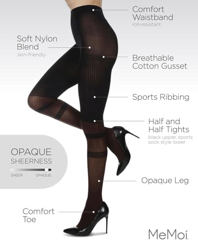 MeMoi Women's Sportif Rib Nylon Fashion Tights3