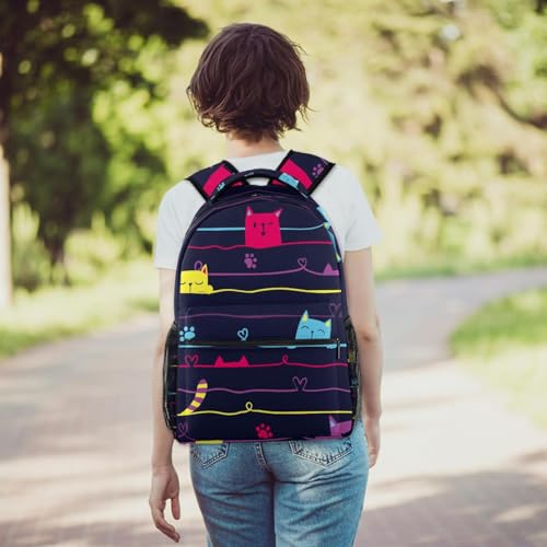 Sac de voyage décontracté et spacieux à motif chat avec bretelles confortables pour filles