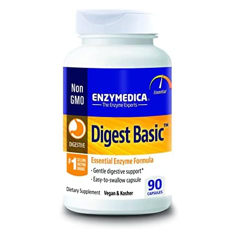 Enzymedica - Digest Basic 90 - Verdauungsenzyme auf pflanzlicher Basis zur Unterstützung der Aufspaltung von Proteinen, Kohlenhydraten und Fetten - glutenfrei, vegan, ohne Gentechnik - 90 Kapseln Cover