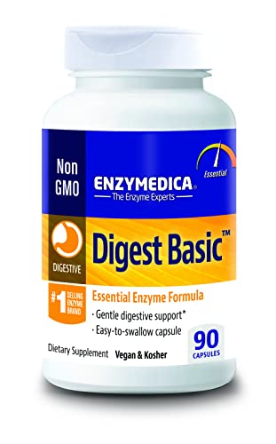 Enzymedica - Digest Basic 90 - Verdauungsenzyme auf pflanzlicher Basis zur Unterstützung der Aufspaltung von Proteinen, Kohlenhydraten und Fetten - glutenfrei, vegan, ohne Gentechnik - 90 Kapseln Cover