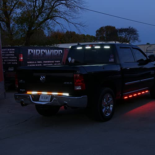 Firewire Leds Emergency Strobe Lights For Trucks | Amber White Safety Vehicle Lighting Under Tailgate Led Kit With Strobe Controller | 49" Inch Amber/White Under Tailgate Strobe Light | Firewireleds #TOP4