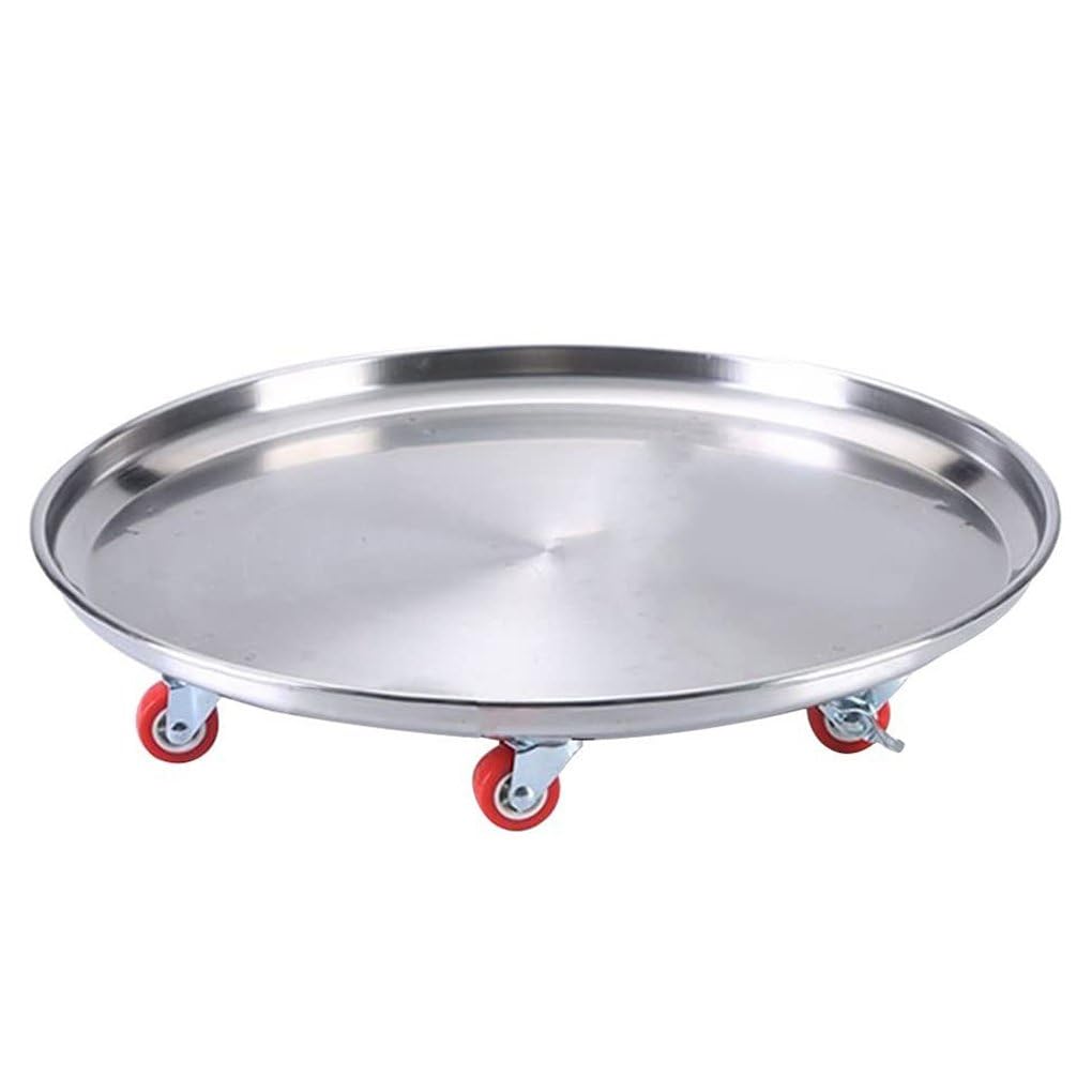 Heavy Du - Carrello portavaso in acciaio inox con ruote bloccabili, capacità di carico 199,6 kg, base girevole, per esterni, per un facile movimento del vaso di fiori, dimensioni 45,7 cm