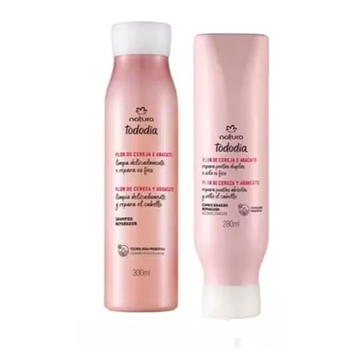 Natura Tododia Kit Shampoo e Condicionador Reparador, Flor de Cereja e Abacate, 300ml e 280ml