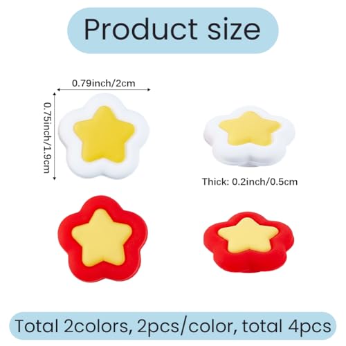 Image of GORGECRAFT 4PCS 2 Colors Star Thumb Grips Cute Silicone Joystick Caps Analog Joy Con Stick Protective Button Cover Compatible with Switch OLED Lite Console Accessories for Gamepad NS