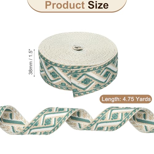 Sangle en coton jacquard brodé 38mm kaki et bleu pour sac et couture - 3