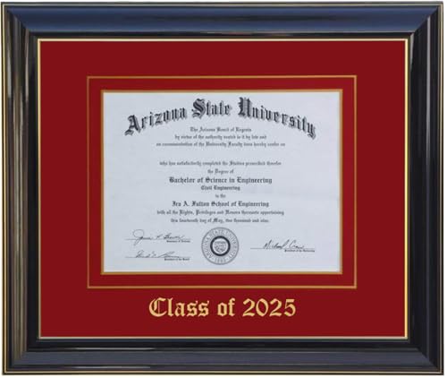 3art Diploma Frame 8.5x11 BLACK/RED (CUSTOMIZABLE)