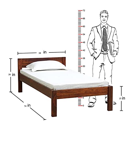 Image of CRAFT D ARTS Sheesham Wood Single Size Bed Without Storage | Wooden Single Bed | Space Saving Low Floor /Lying /Rise /Level /Profile Cot Bed for Bedroom | Honey Finish