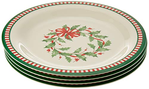 Lenox Holiday Melamine 4-Piece Striped Dinner Plate Set
