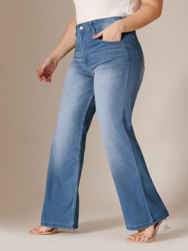 Image of Miss Chase A+ Women's Wide-Leg High Rise Regular Length Stretchable Denim Jeans