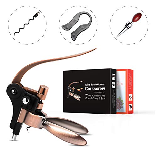 Wine Bottle Opener Corkscrew kit-[2019 Upgraded]Corkscrew Wine Bottle Opener Kit with Foil Cutter, Wine Stopper and Extra Spiral (Professional Version) - Thumbnail 7