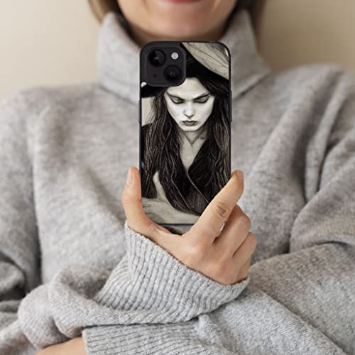Black And White Picture Of A Mysterious Witch Iphone 14 Plus Case - Witch Hat Phone Case For Iphone 14 Plus - Creative Iphone 14 Plus Case #TOP1