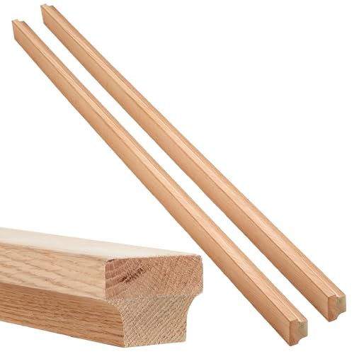CroBlissful 2 Pack 6 ft Double Layered Red Oak Modern Style Straight Wood Handrail for Stairs, Trapezoid Stair Railing Indoor, Modern Traditional Stair Remodel