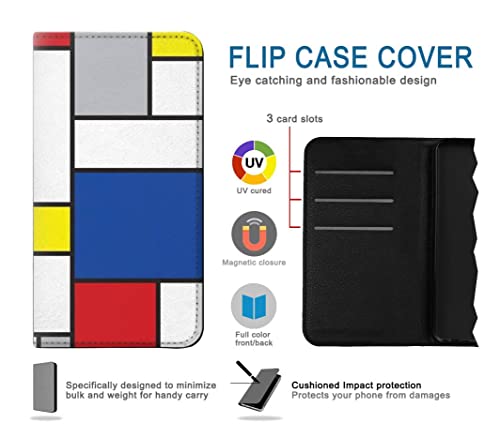 Housse iPhone 15 Plus Cuir Véritable Modern Art Étui Flip - 4