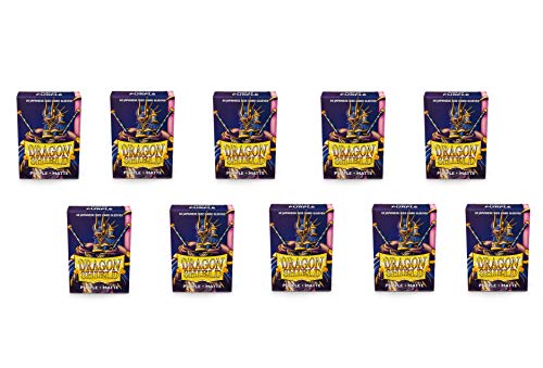 Image of 10 Packs Dragon Shield Matte Mini Japanese Purple 60 ct Card Sleeves Display Case